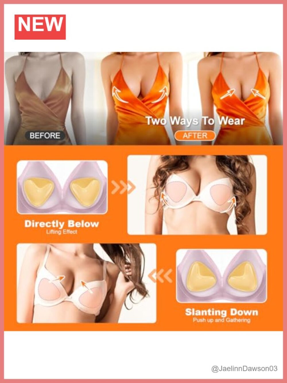 Dual-Sided Push Up Bra Inserts Waterproof Reusable Adhesive Strapless Backless View 4